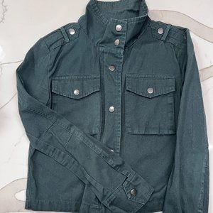 So* Forest Green Jean Button-Up Jacket Size XS